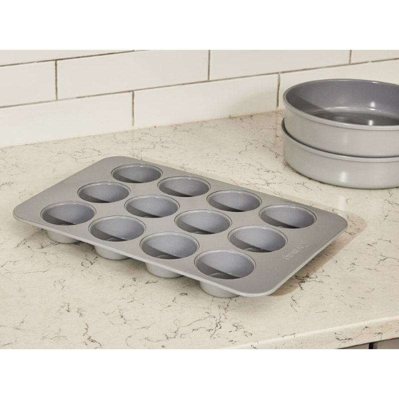 Caraway 12 Cup Nonstick Ceramic Muffin Pan, Gray, Gray