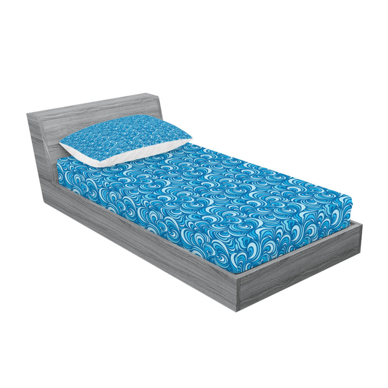 Drap-housse et coussin décoratif bleu Ambesonne, bleu pâle, Ensemble de draps-housses pour lit simple + 2 taie