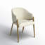 Coffey Solid Back Arm Chair in Walnut/Cream