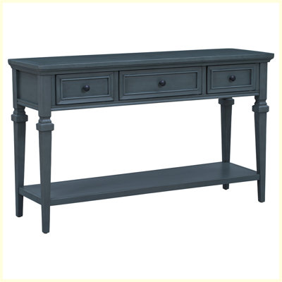 Classic Retro Style Console Table with Three Top Drawers and Open Style Bottom Shelf