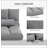 Convertible Floor Sofa Chair, Folding Couch Bed, Guest Chaise Lounge with 2 Pillows, Adjustable Backrest and Headrest, 51.25" L-820907090