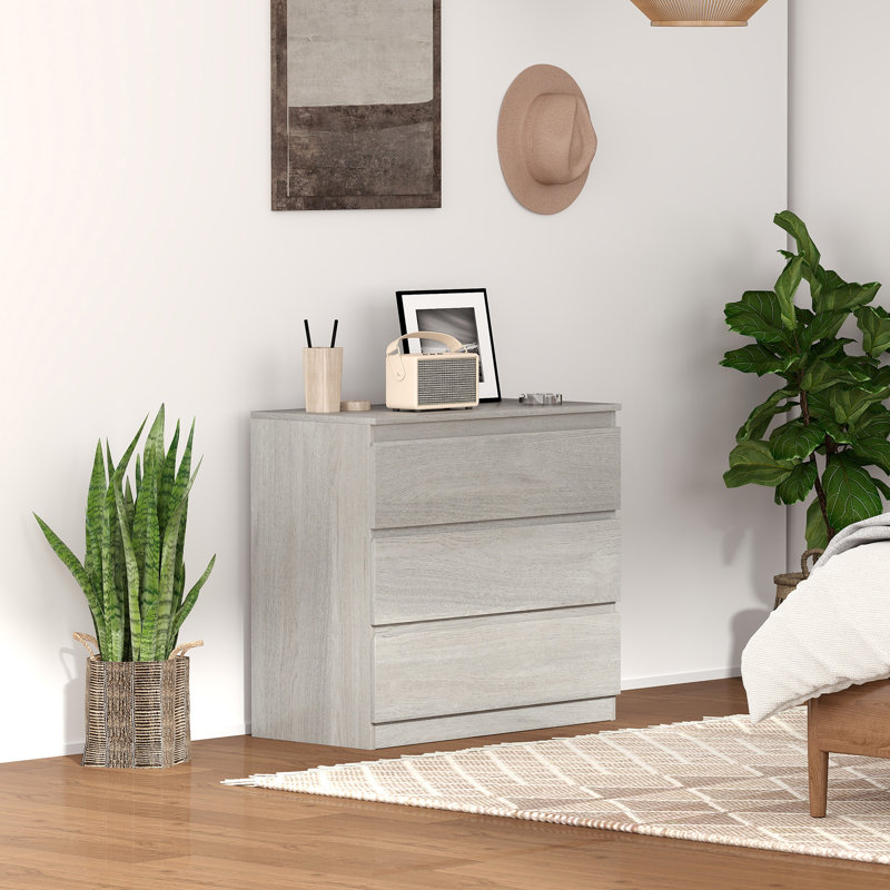 Keethan 80cm W 3 - Drawer Chest of Drawers, Grey Wood Effect