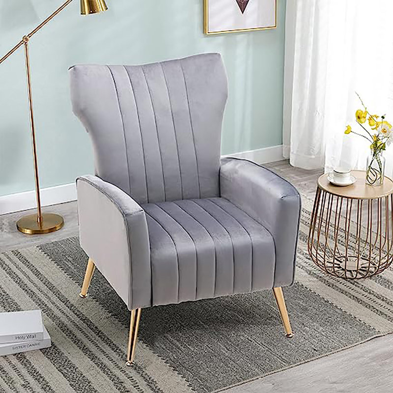 Jaban Velvet Armchair, Gray Velvet