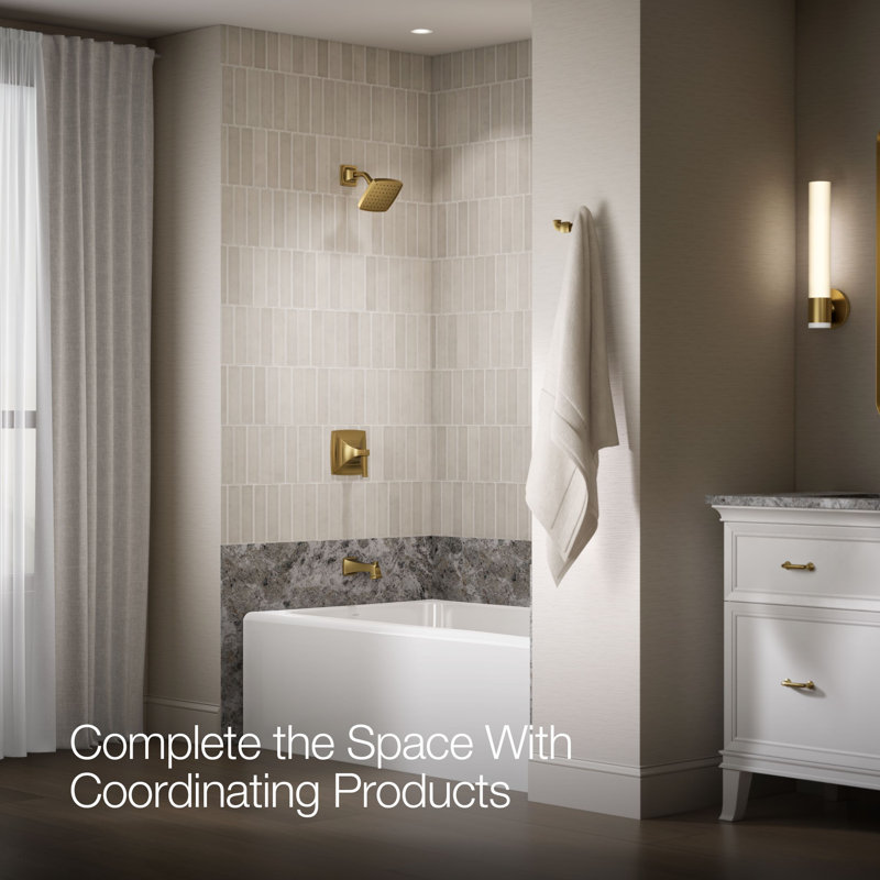Riff Bath and Shower Faucet Trim, Vibrant Brushed Moderne Brass