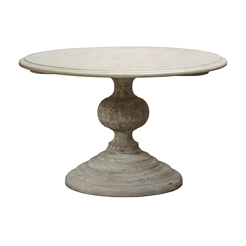Adaliz Round Solid Wood Dining Table, Gray Wash