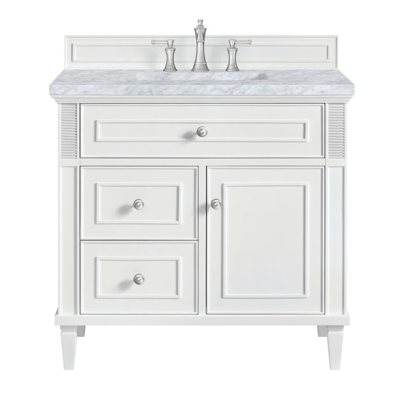 Lorelai 36'' W Single Vanity, Carrara White, Bright White, 8" Widespread