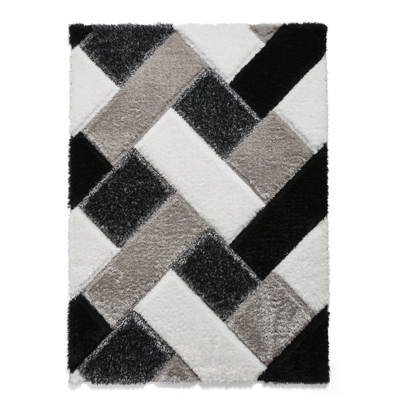 Machine Woven Black/White Rug, Rectangle 160 x 220cm