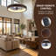 Ventilateur de plafond encastré moderne de 20 pouces avec luminaire (DEL), adapté aux salons, aux chambres à coucher, aux cuisines - grain de bois + blanc