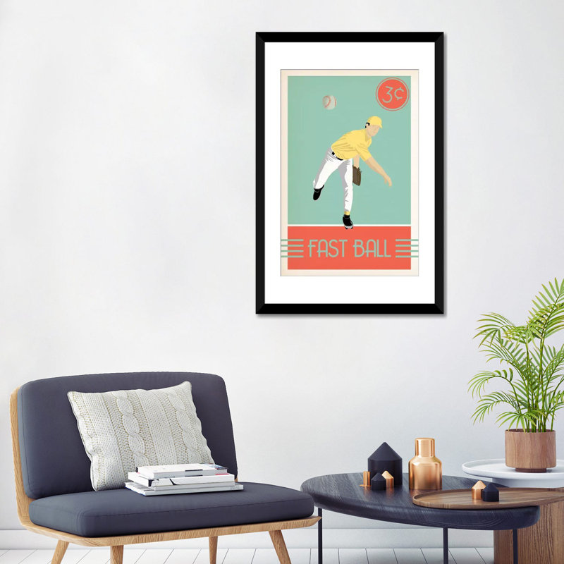 « fast ball », impression sur toile, H 32 po x l 24 po x P 1 po, Papier d'art encadré noir, Blanc