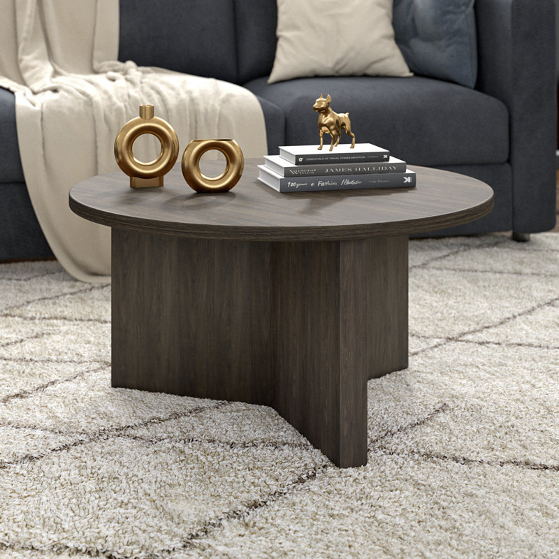 Table basse ronde de 32 po en aulne brun Anders, H 17 po x l 32 po x P 32 po, Brun aulne