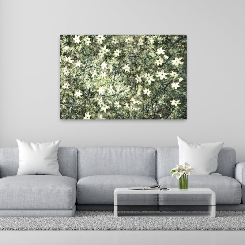 Fleurs de forêt abstraites, art contemporain mural, forêt de rêve rêveuse, H 40 po x l 60 po