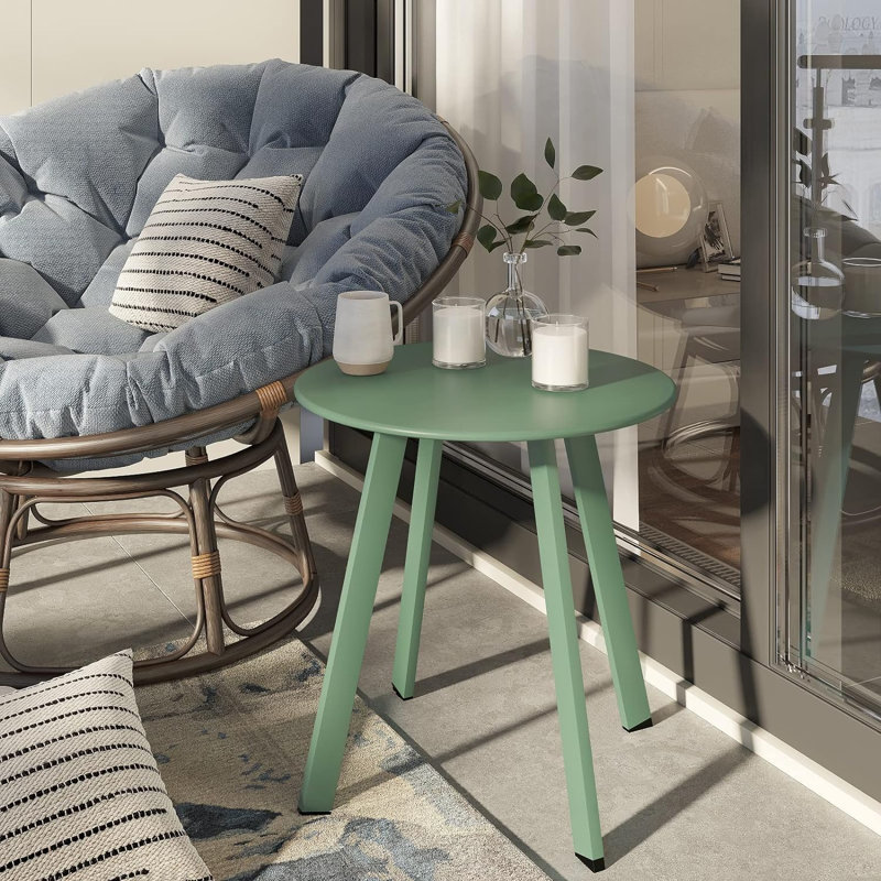 Olilawn 17.75'' L x 17.75'' W Outdoor Side Table, stain-resistant and easy to maintain, Green/Green