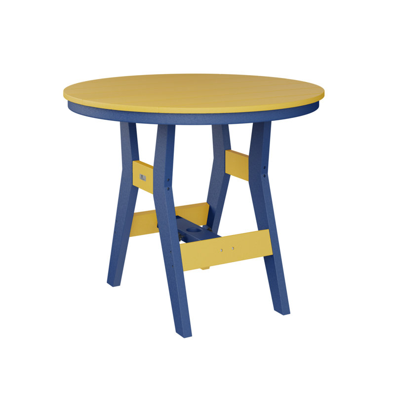 Table ronde à hauteur de comptoir de 38 po Berlin Gardens Harbor, Bleu pacifique, Jaune soleil levant