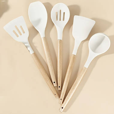 Zulay Kitchen 5 Piece Silicone Utensils Set with Authentic Acacia