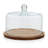 Libbey Round Wood Server Cake Stand with Glass Dome