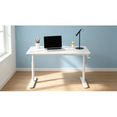 Hand Crank Height Adjustable Standing Desk, Ergonomic Sit Stand Home Office Computer Desk For Kids & Adults