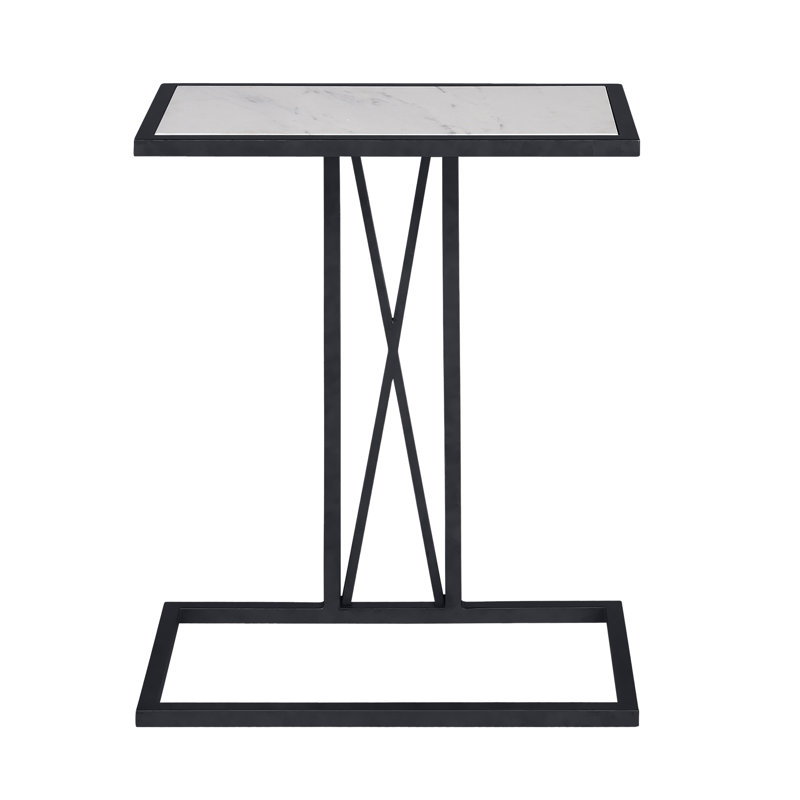 Medallion Marble Frame End Table, Flat Black