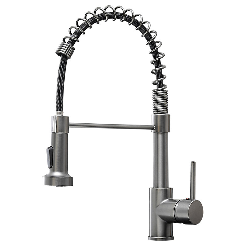Robinet de cuisine commercial avec pulvérisateur rétractable, robinet d'évier de cuisine à poignée simple