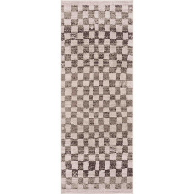 Jasha Checkered Beige/Brown Area Rug