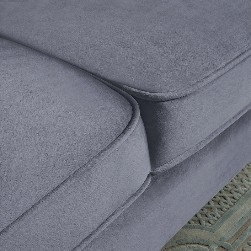Dwayne 86.6" Square Arm Sofa, Gray Velvet