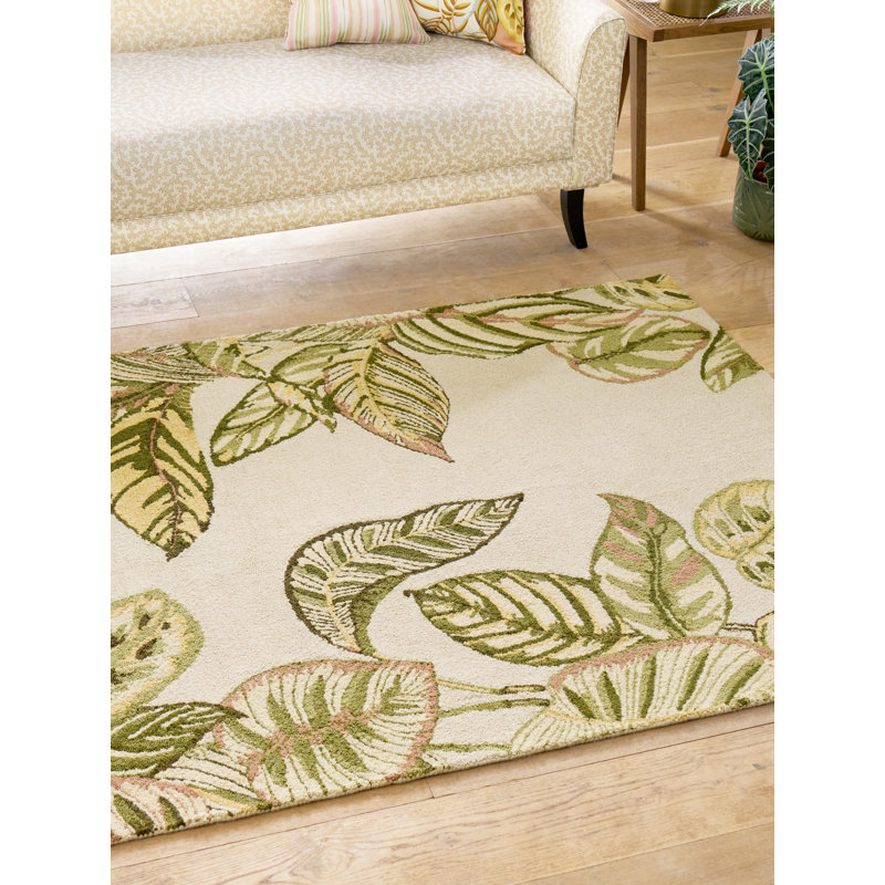 Calathea Hand Tufted Floral Area Rug, Rectangle 4'7" x 6'6"