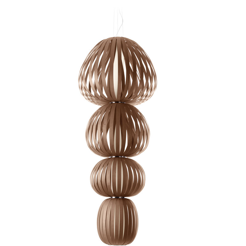 Totem 1 - Light LED Pendant, Natural Cherry, 2700K LED, 90.9" H x 33.9" W x 33.9" D