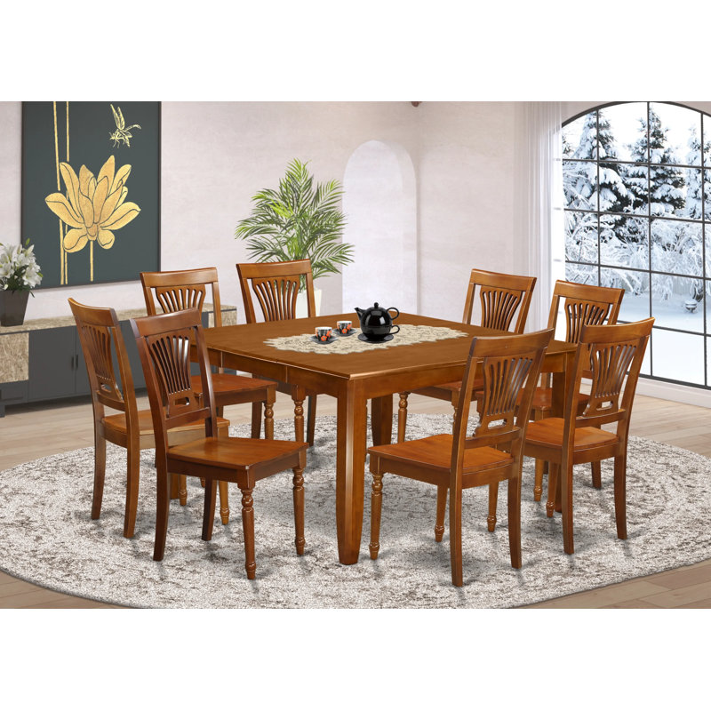5 Piece Dining Set Includes a Square Dining Table with Butterfly Leaf and 4 Kitchen Chairs, Black & Cherry, Black / Cherry