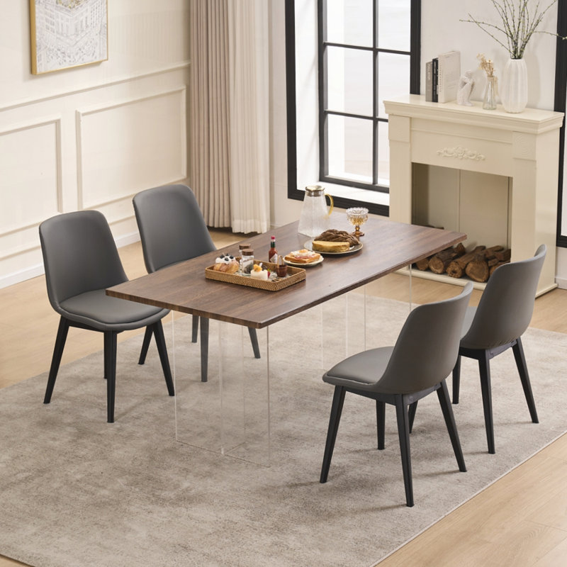 Ensemble de 4 chaises de salle à manger de cuisine moderne avec pieds en plastique, Gris