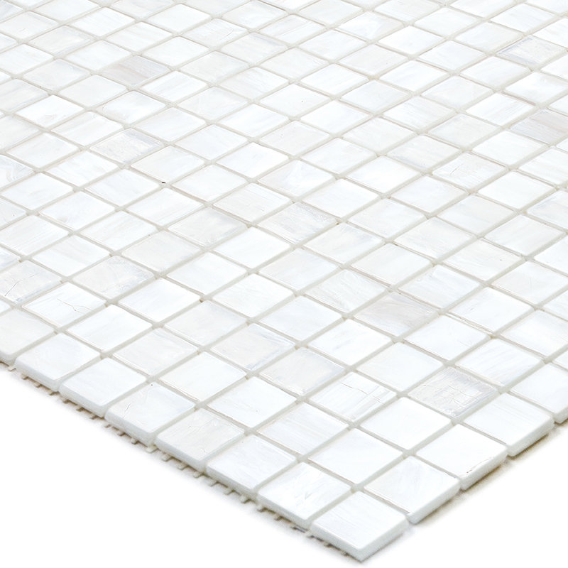 Skosh 0.6" x 0.6" Glass Grid Mosaic Wall & Floor Tile, White Dove