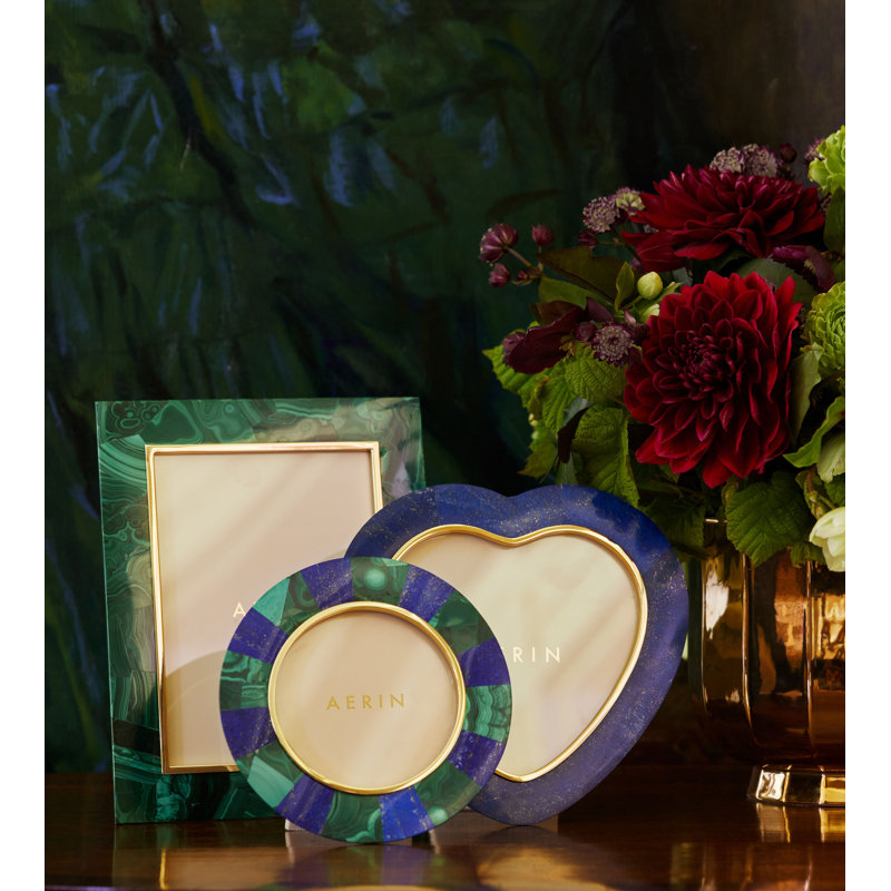 Cassiel Mosaic Round Frame, Lapis, Malachite