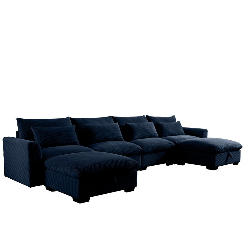 Canapés modulaires en velours côtelé Big Big, Bleu