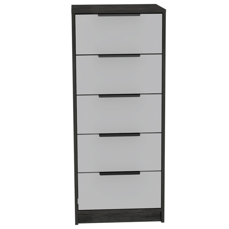 17.7 " W 5 - Drawer Dresser, White/Black