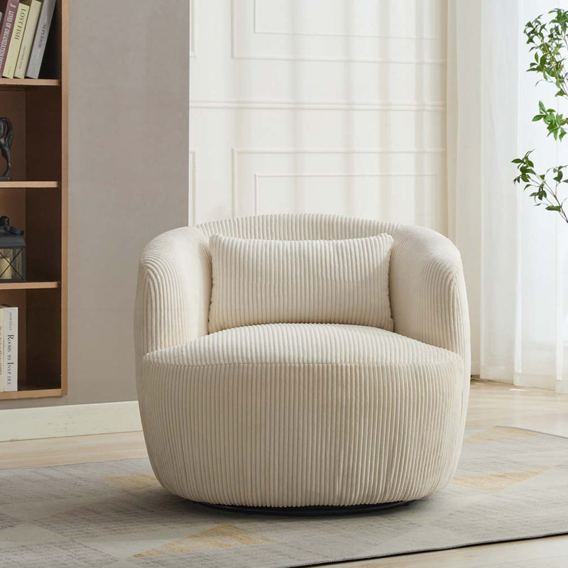 Fauteuil demi-tonneau Corduroy, Ivoire ivoire