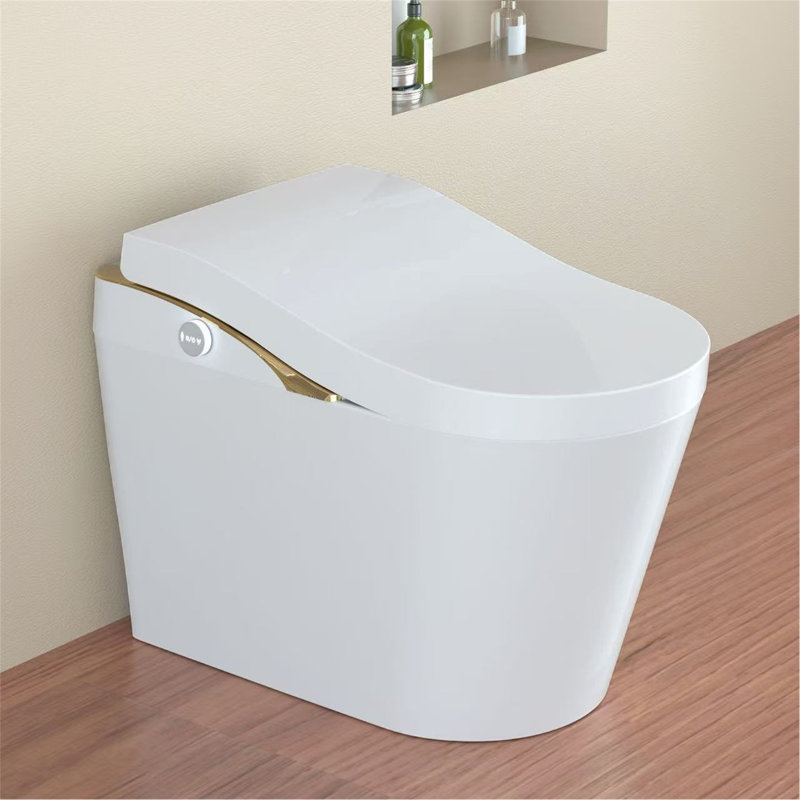 Modern Smart Toilet With Bidet, Auto Flush, Auto Open/Close,Heated Seat, Warm Water And Dry, Foam Shield Function White