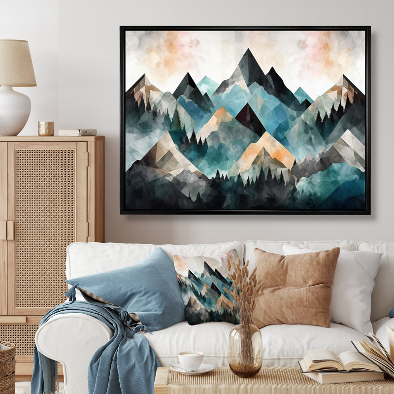 Minimalisme Winter Mountains III - impression, H 34 po x l 44 po x P 1,5 po, Cadre flottant noir