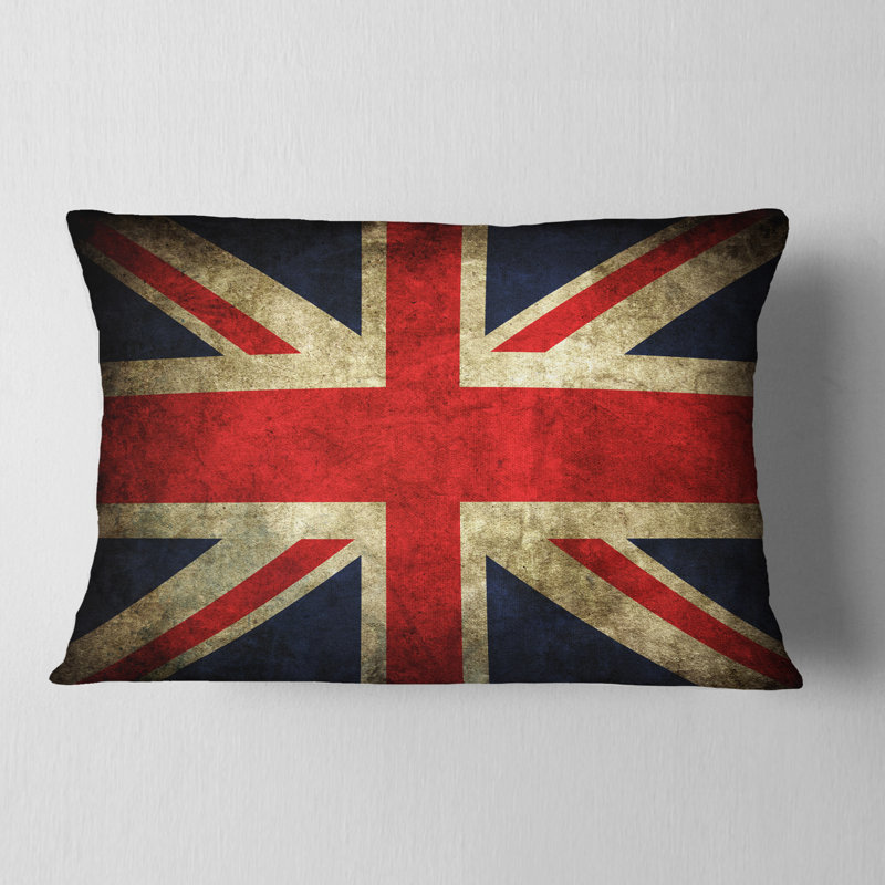 Oreiller rétro du drapeau britannique, Rectangulaire, 12 po x 20 po