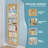 Wall-Mounted Floating Bookcase – 5-Tier Adjustable Shelf with Metal Guards & Hooks, Stackable Modular Design-107255619
