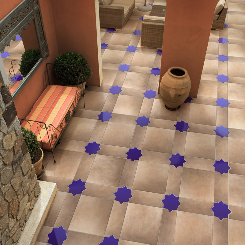 Argile Bordeaux 24-5/8 In. X 24-5/8 In. Porcelain Floor And Wall Tile Kit, Brown/Blue