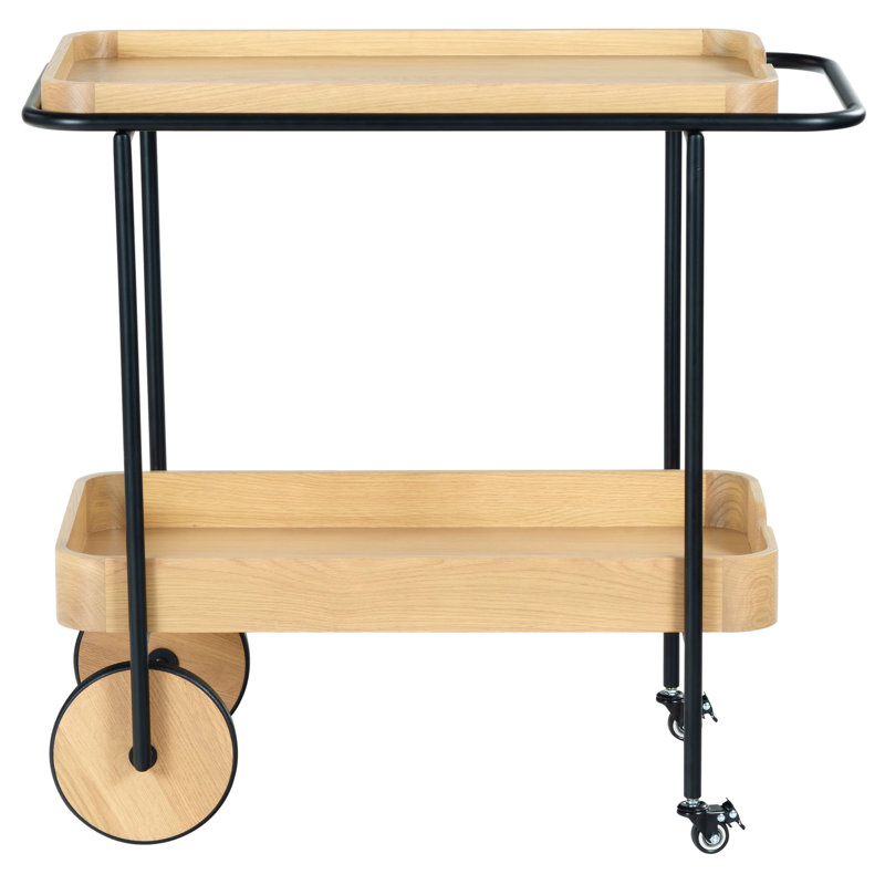Malek Wood 2 Shelf Bar Cart, White
