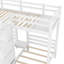 Lit superposé simple blanc avec escalier intégré, tiroirs de rangement et tablettes latérales blanches, conception simple au-dessus de simple et simple