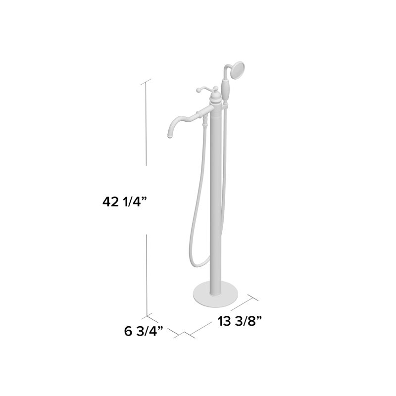 Kingston Brass English Country Single-Handle 1-Hole Freestanding Tub Faucet with Hand Shower, Polished Nickel