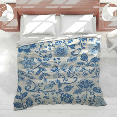 Édredon bleu floral