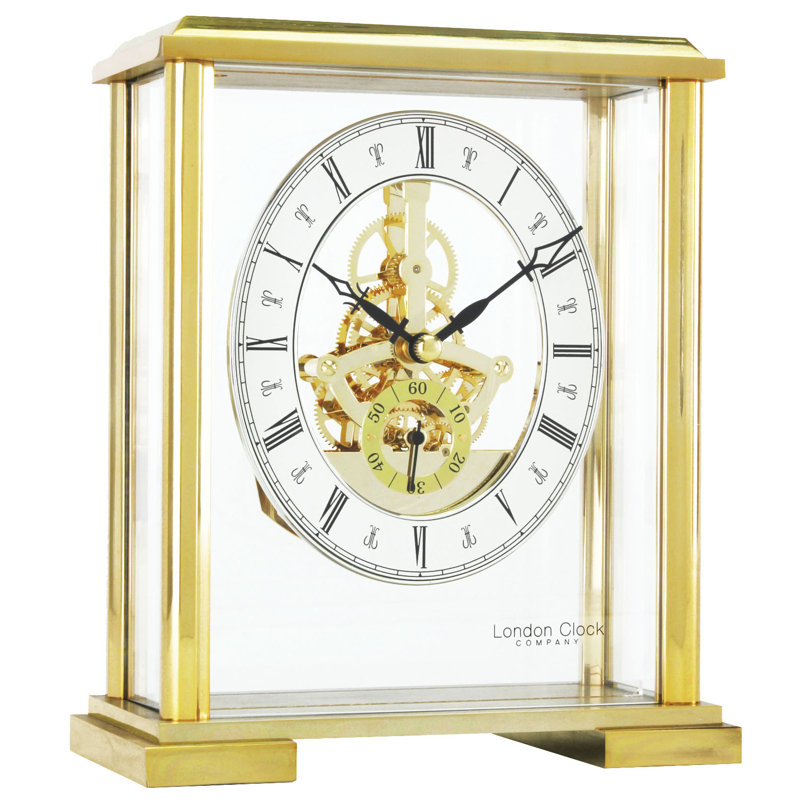 Glam Analogue Metal Quartz Movement / Crystal Tabletop Clock, Polished Gold