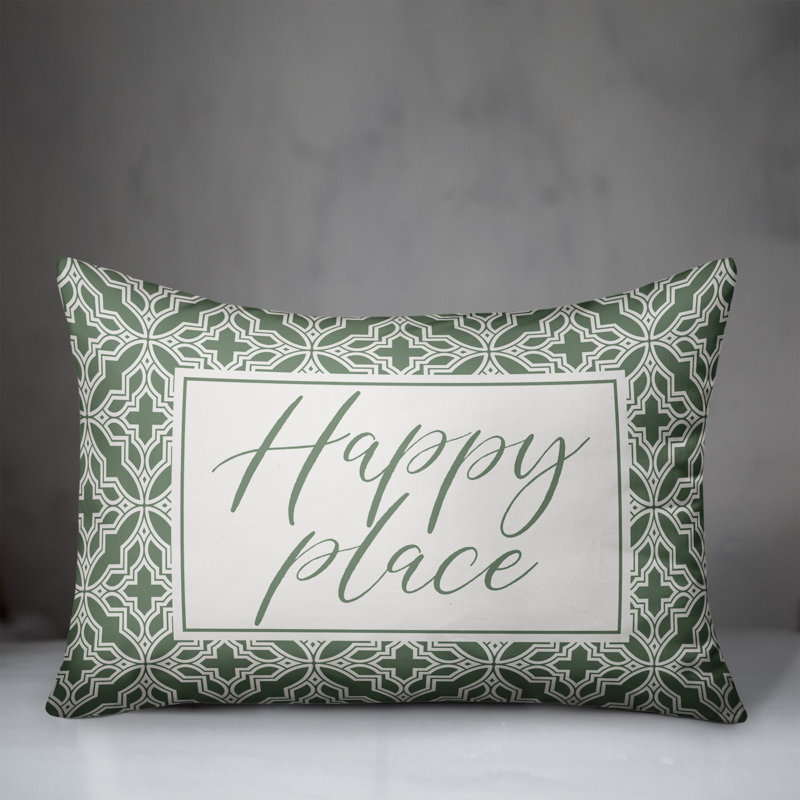 Geometric Outdoor Reversible Throw Pillow, Green