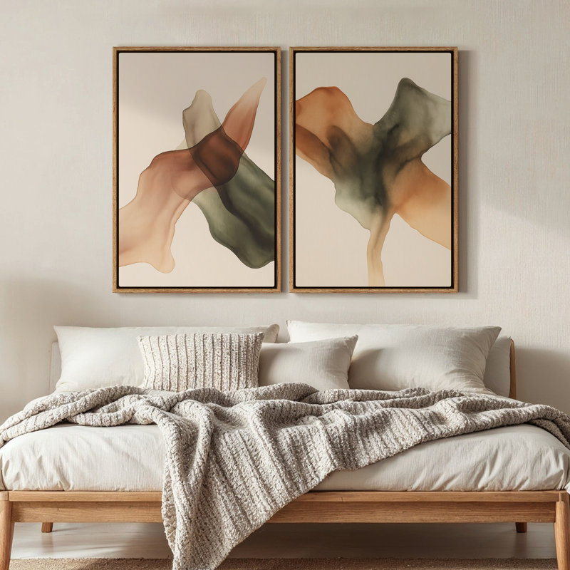 Framed Canvas Wall Art - Vintage Abstract Wall Prints for Bedroom, Natural, 36" H x 24" W