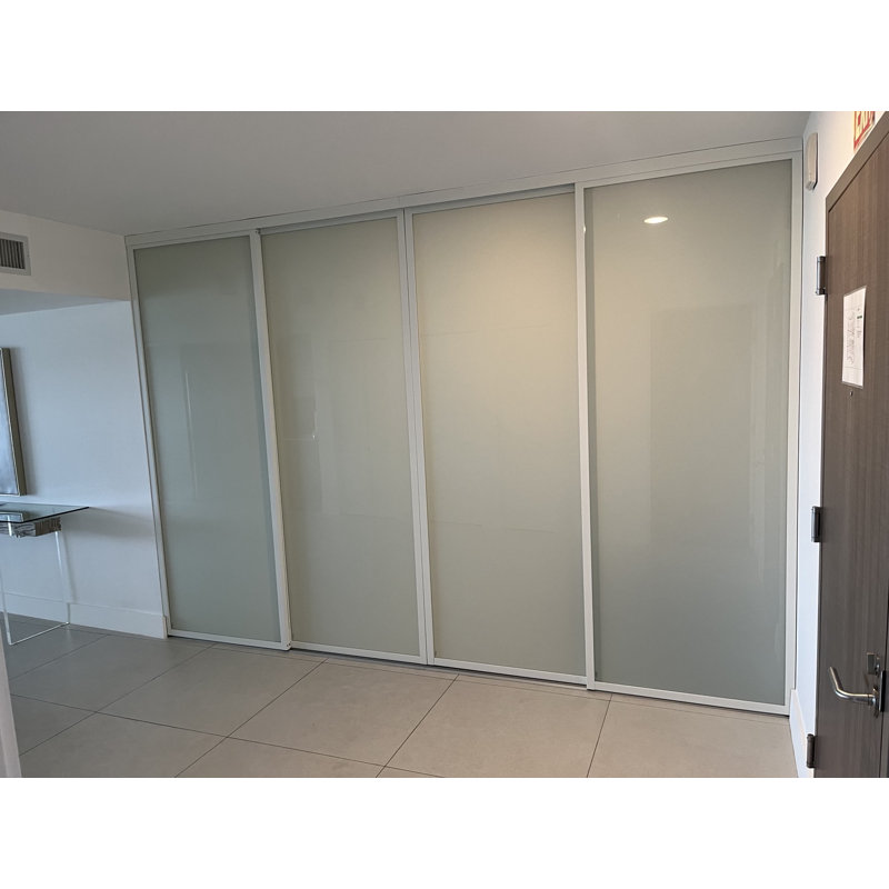 4 - Portes de placard coulissantes en verre, H 160 po x l 80 po, Cadre Lite Lite fumé / argent