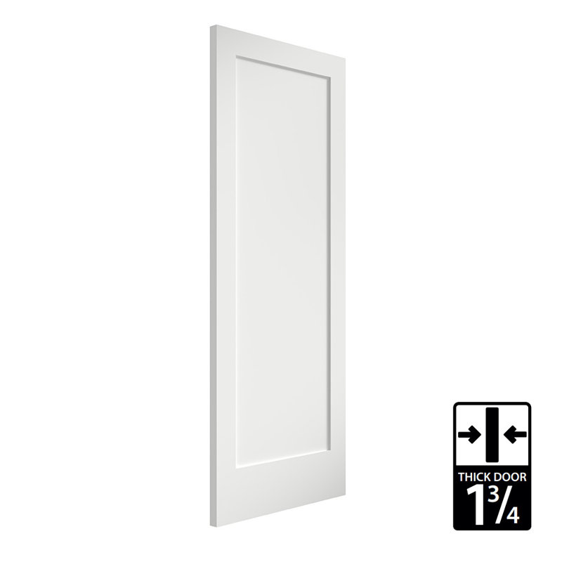 White Primed Solid Pine Wood 80" x 36" 1-Panel Slab Door