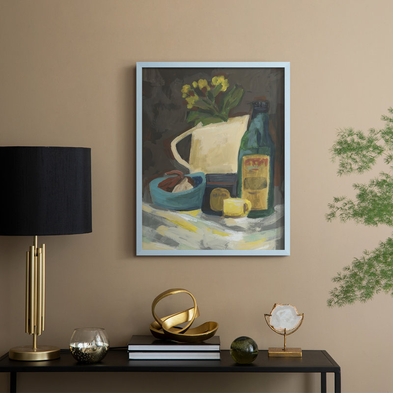 Tabletop Study II Framed Print - Solid Wood, 30" H x 24" W, Blue