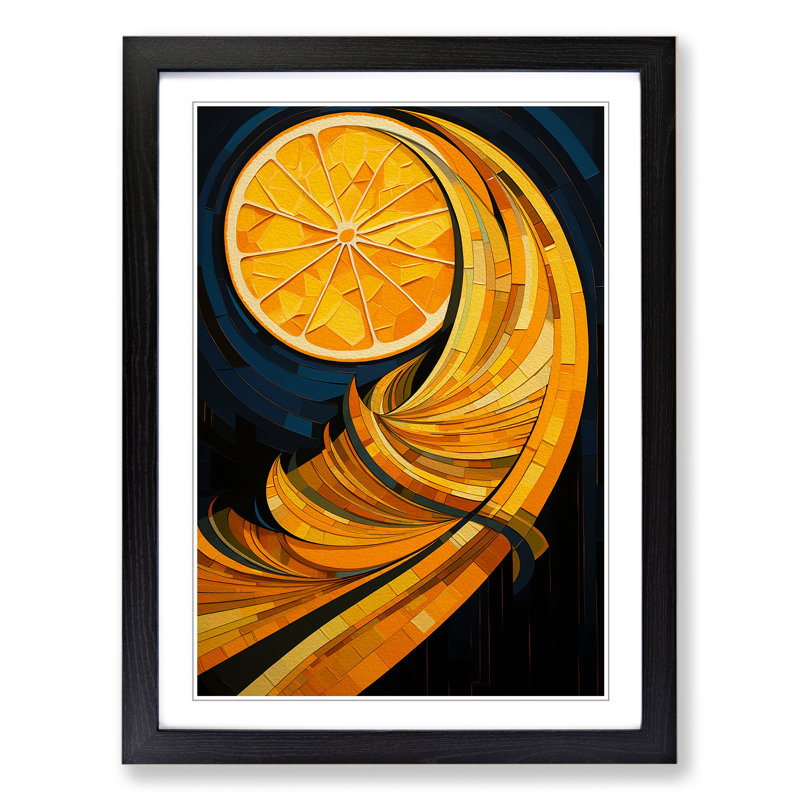 Sliced Orange Art Deco Art - Framed Print, Black Framed, 64cm H x 46cm W x 2cm D