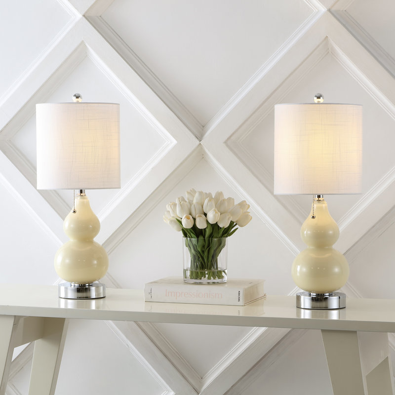 Lampe de table USB en métal Ersell, Crème, crème